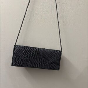 Chic Black Beaded Evening Clutch